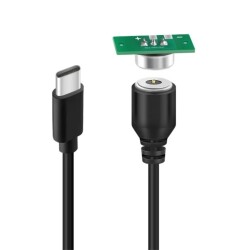 2-Pin 10mm Kablolu PCB'li Pogo Pin Manyetik Konnektör Takımı - Type-C Soketli - LIKE