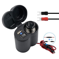 Su Geçirmez Çok Fonksiyonlu USB Şarj Cihazı ve Çakmaklık - Motorobit